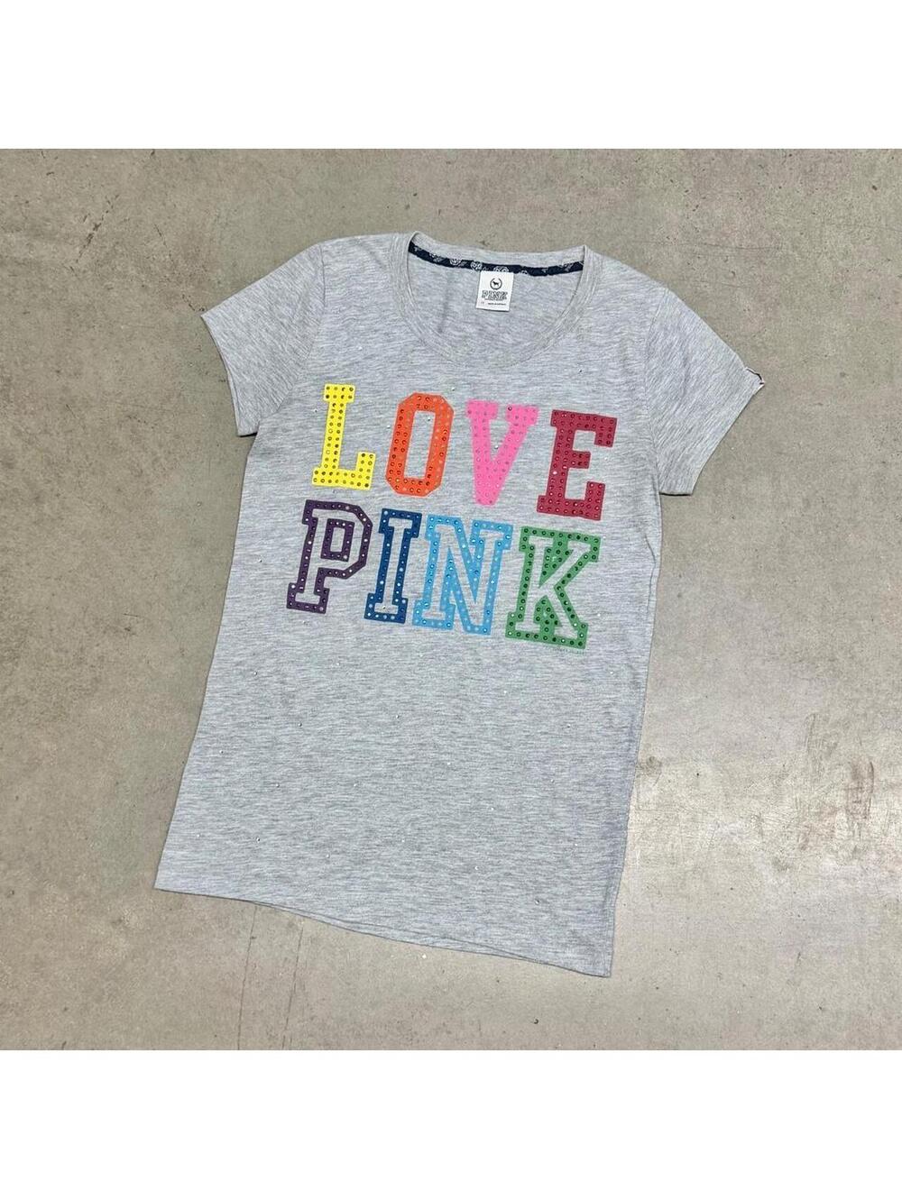 Victorias Secret PINK University of Pink Love T-Shirt Womens Medium McBling Y2K